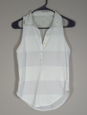 lululemon athletica White Striped Sleeveless Button Polo Tank Size 4
